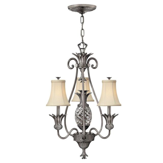 Netlighting Plantation Multi Arm Chandelier 3 Light Polished Antique Nickel Finish E14 in Grey - image 1