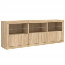Berkfield Home Sideboard with LED Lights Sonoma Oak 181.5x37x67 cm in Light Tan - thumbnail 5