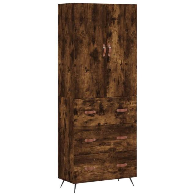 Berkfield Home Highboard Smoked Oak 69.5x34x180 cm Engineered Wood in Brown