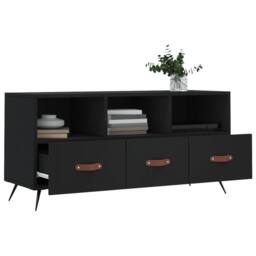 Berkfield Home TV Cabinet Black 102x36x50 cm Engineered Wood - Size: 102 x 36 x 50 cm - thumbnail 4