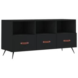 Berkfield Home TV Cabinet Black 102x36x50 cm Engineered Wood - Size: 102 x 36 x 50 cm - thumbnail 3