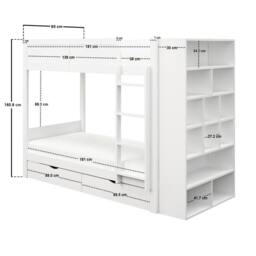 Flair Ruby Wooden Bunk Bed with Storage in White - Size: Single - thumbnail 7