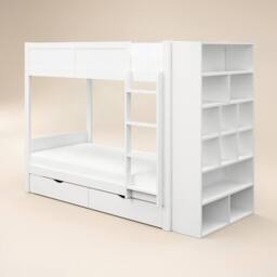 Flair Ruby Wooden Bunk Bed with Storage in White - Size: Single - thumbnail 5