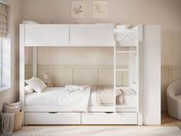 Flair Ruby Wooden Bunk Bed with Storage in White - Size: Single - thumbnail 3