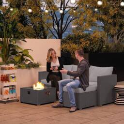 OUTSUNNY 4 Seater Rattan Sofa Set with Footstool Thick Cushions Grey - thumbnail 1