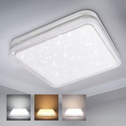 ExtraStar 24W LED Square Ceiling Light CCT Colour Changing -Warm, Neutral, Daylight, 3000 Lumen in White - thumbnail 1
