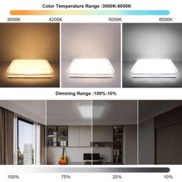 ExtraStar 24W LED Square Ceiling Light CCT Colour Changing -Warm, Neutral, Daylight, 3000 Lumen in White - thumbnail 2