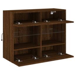 Berkfield Home TV Wall Cabinet with LED Lights Brown Oak 78.5x30x60.5 cm - thumbnail 8