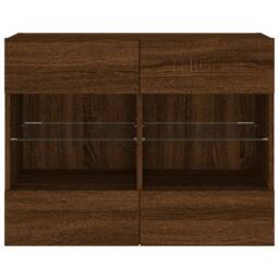 Berkfield Home TV Wall Cabinet with LED Lights Brown Oak 78.5x30x60.5 cm - thumbnail 7