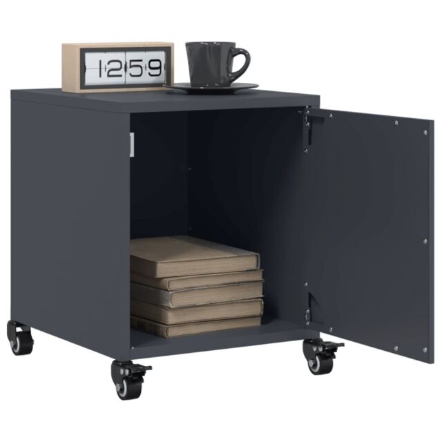 Berkfield Home Bedside Cabinets 2 pcs Anthracite 36x39x43.5 cm Steel in Black - image 1