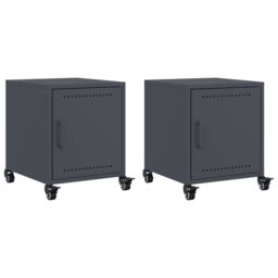 Berkfield Home Bedside Cabinets 2 pcs Anthracite 36x39x43.5 cm Steel in Black - thumbnail 2