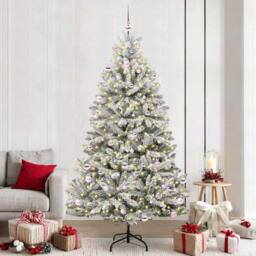 Berkfield Home Artificial Christmas Tree Green & White 240 cm PVC & Metal