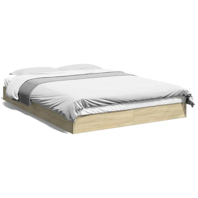 Berkfield Home Bed Frame without Mattress Sonoma Oak 140x200 cm Engineered Wood in Light Tan - image 1