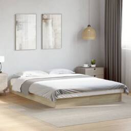 Berkfield Home Bed Frame without Mattress Sonoma Oak 140x200 cm Engineered Wood in Light Tan - thumbnail 2