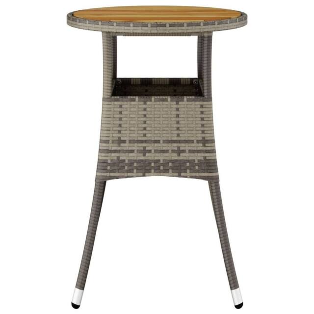 Berkfield Home Garden Table Ã˜60x75 cm Acacia Wood & Poly Rattan Grey - Size: 60x75 cm - image 1