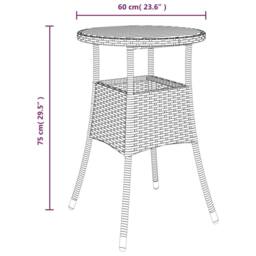 Berkfield Home Garden Table Ã˜60x75 cm Acacia Wood & Poly Rattan Grey - Size: 60x75 cm - thumbnail 6