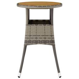 Berkfield Home Garden Table Ã˜60x75 cm Acacia Wood & Poly Rattan Grey - Size: 60x75 cm