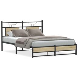 Berkfield Home Bed Frame without Mattress Sonoma Oak 137x190 cm Engineered Wood in Brown - thumbnail 1