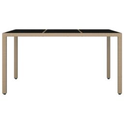 Berkfield Home Garden Table with Glass Top Beige Poly Rattan&Tempered Glass - thumbnail 3