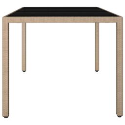 Berkfield Home Garden Table with Glass Top Beige Poly Rattan&Tempered Glass - thumbnail 4