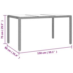 Berkfield Home Garden Table with Glass Top Beige Poly Rattan&Tempered Glass - thumbnail 6