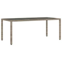 Berkfield Home Garden Table with Glass Top Grey 190x90x75 cm Poly Rattan - Size: 190 x 90 x 75 cm - thumbnail 6