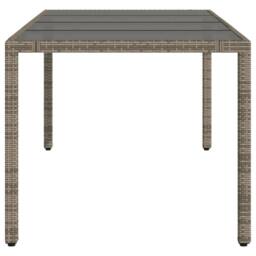 Berkfield Home Garden Table with Glass Top Grey 190x90x75 cm Poly Rattan - Size: 190 x 90 x 75 cm - thumbnail 5