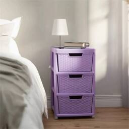 VOGREX 3 Tier Plastic Organizer Cabinet in Lilac Rattan Style in Purple - thumbnail 2