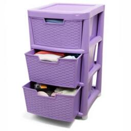 VOGREX 3 Tier Plastic Organizer Cabinet in Lilac Rattan Style in Purple - thumbnail 4