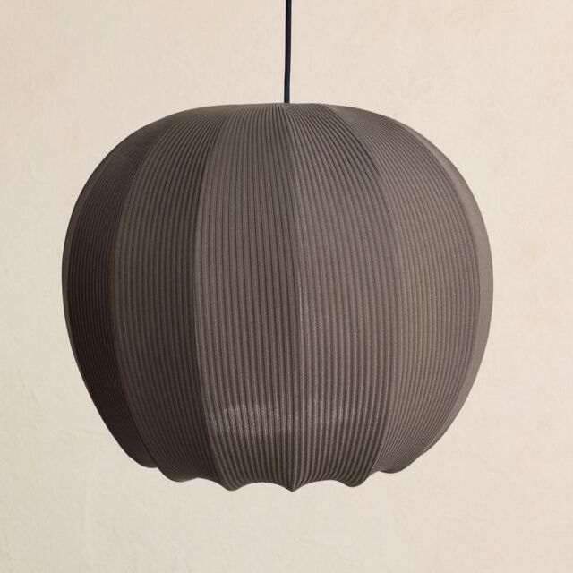 CGC Lighting Lila Grey Rounded Ribbed Stretch Cotton Fabric Lampshade - image 1