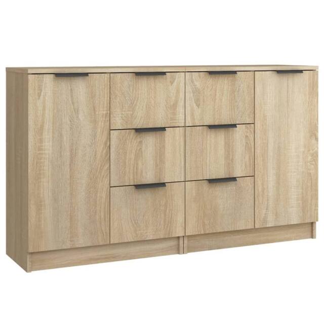 Berkfield Home Sideboards 2 pcs Sonoma Oak 60x30x70 cm Engineered Wood in Light Tan - Size: 60 x 30 x 70 cm - image 1