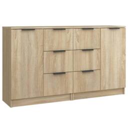 Berkfield Home Sideboards 2 pcs Sonoma Oak 60x30x70 cm Engineered Wood in Light Tan - Size: 60 x 30 x 70 cm - thumbnail 1