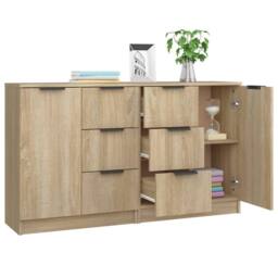Berkfield Home Sideboards 2 pcs Sonoma Oak 60x30x70 cm Engineered Wood in Light Tan - Size: 60 x 30 x 70 cm - thumbnail 4