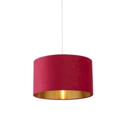 Lighting Collection Burgundy Velvet Drum Shade Gold Inner D45cm Lamp Shade - thumbnail 1