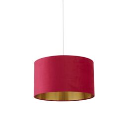 Lighting Collection Burgundy Velvet Drum Shade Gold Inner D45cm Lamp Shade - thumbnail 3