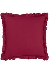 Paoletti Montrose 100% Cotton Fringed Leaf Cushion in Red - Size: 50 cm x 50 cm - thumbnail 2