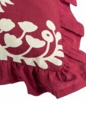 Paoletti Montrose 100% Cotton Fringed Leaf Cushion in Red - Size: 50 cm x 50 cm - thumbnail 4