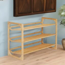 FURNOS 3-Tier Bamboo Shoe Rack With Sloped Shelves in Natural - thumbnail 5