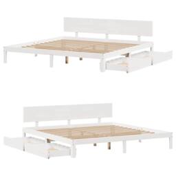 Berkfield Home Bed Frame with Drawers without Mattress White 180x200 cm Super King - thumbnail 9