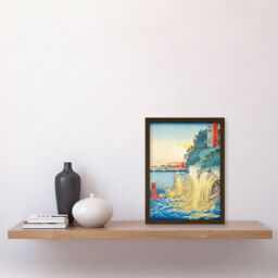 Artery8 Enoshima, The Entrance to the Caves Sagami Province Utagawa Hiroshige Japan Woodblock Artwork Framed Wall Art Print A4 in Brown - thumbnail 2