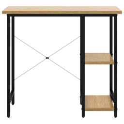 Berkfield Home Modern Computer Desk Black & Light Oak 80x40x72 cm MDF & Metal in Brown - Size: 80 x 40 x 72 cm