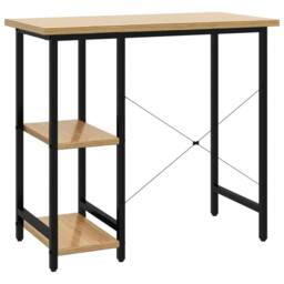 Berkfield Home Modern Computer Desk Black & Light Oak 80x40x72 cm MDF & Metal in Brown - Size: 80 x 40 x 72 cm - thumbnail 5