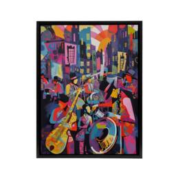 "Artery8 Abstract New Orleans Jazz Festival Musicians Framed Canvas Wall Art Print - Size: W12"" x H16""" - thumbnail 1