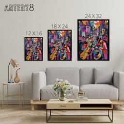 "Artery8 Abstract New Orleans Jazz Festival Musicians Framed Canvas Wall Art Print - Size: W12"" x H16""" - thumbnail 4