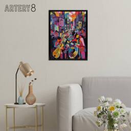 "Artery8 Abstract New Orleans Jazz Festival Musicians Framed Canvas Wall Art Print - Size: W12"" x H16""" - thumbnail 3