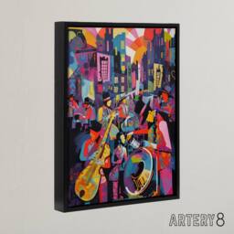 "Artery8 Abstract New Orleans Jazz Festival Musicians Framed Canvas Wall Art Print - Size: W12"" x H16""" - thumbnail 2