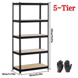 Ventryn Black 5-Tier Floor-Standing Storage Rack, Adjustable - thumbnail 2