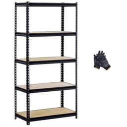 Ventryn Black 5-Tier Floor-Standing Storage Rack, Adjustable