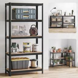 Ventryn Black 5-Tier Floor-Standing Storage Rack, Adjustable - thumbnail 5