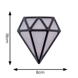ValueLights Diamond Single IP44 Rated Bathroom Frosted Integrated LED Wall Light in Black - thumbnail 6